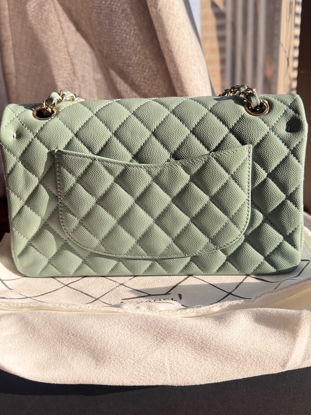 Chanel Green Quilted Shoulder Bag with Silver Hardware - Picture 14 of 15